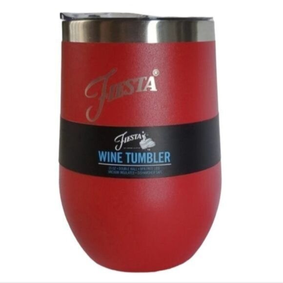 Fiestaware Fiesta 15 oz WINE Tumbler Travel Cup Mug SCARET RED